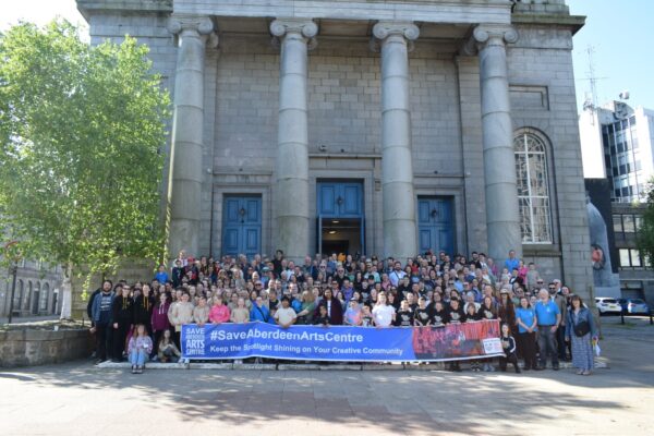 Hundreds of venue users, performers, volunteers and staff – past and present – gathered to show their support for Aberdeen Arts Centre as it launched its fundraising campaign.